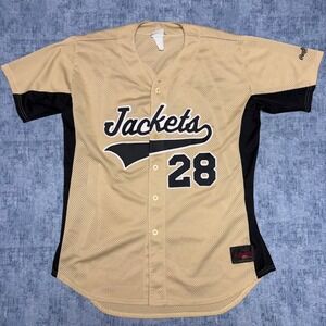 Rawlings Jackets 28 Baseball Jersey Tan Black Mesh Button Up Mens XXL